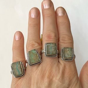 Artisan crafted rough cut Royston turquoise ring. This is the price for one ring